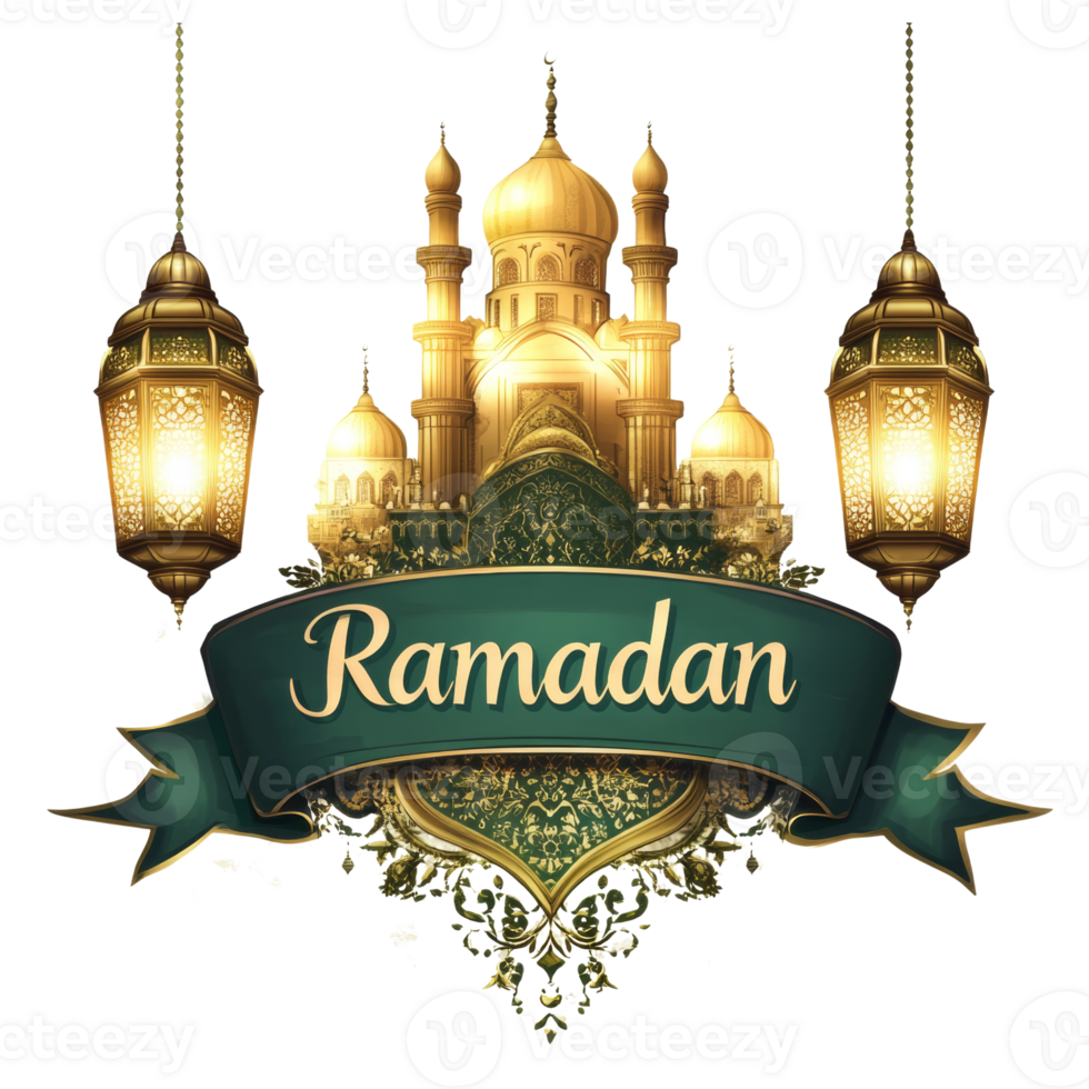 Ramadan Mubarak Mosque Lanterns Festive Celebration png