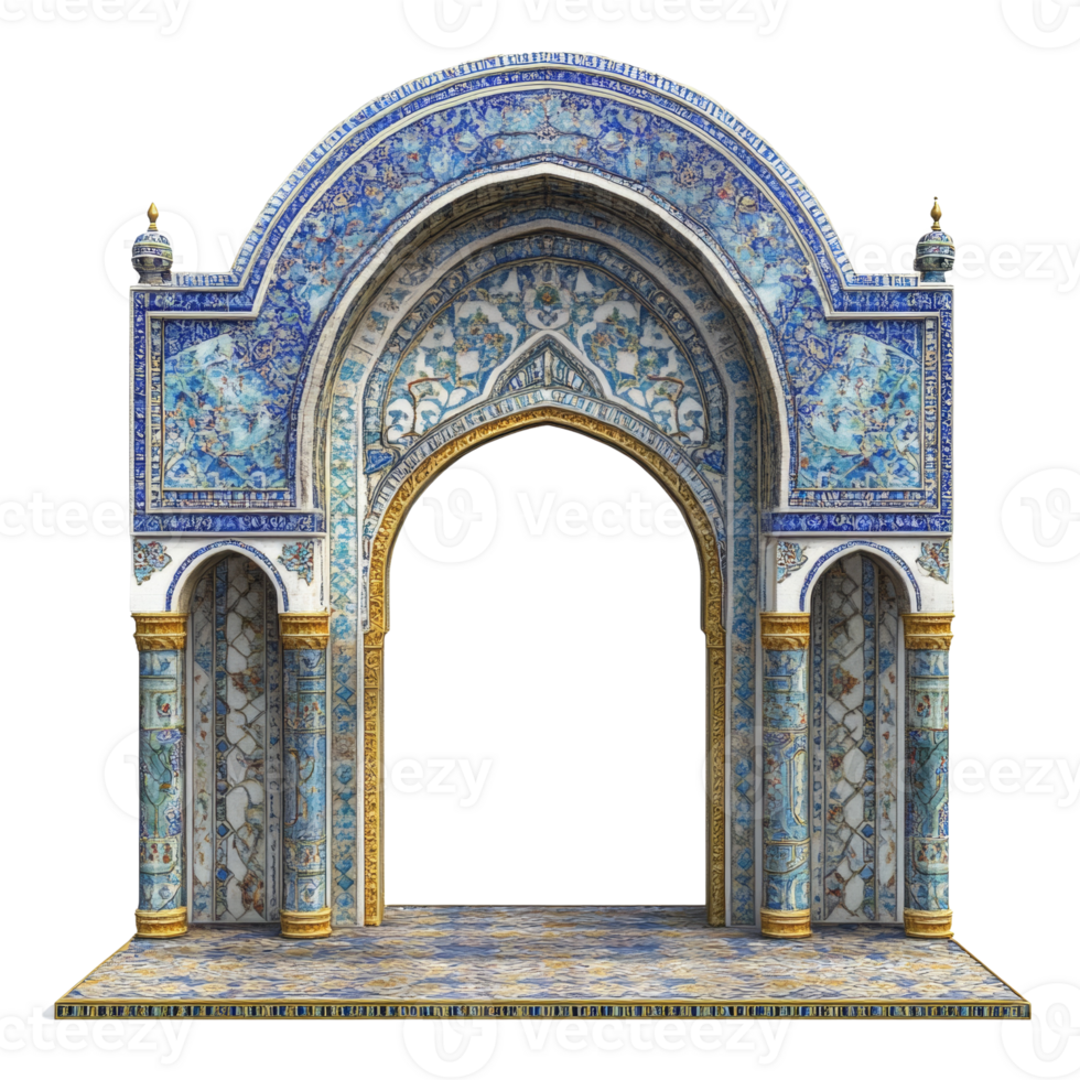 Ornate Blue And Gold Archway Tilework Entrance png