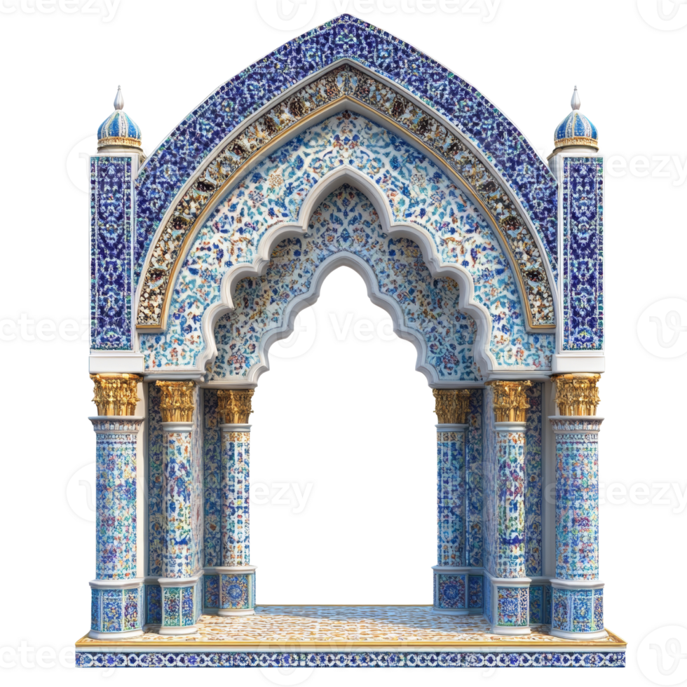 Ornate Blue and White Archway Architectural Design png