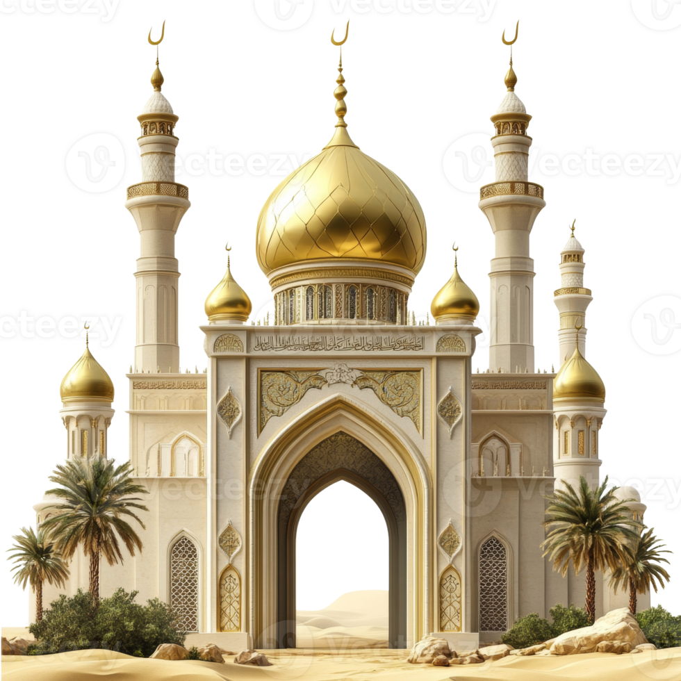 Majestic Mosque Gate Desert Setting Architectural Marvel png