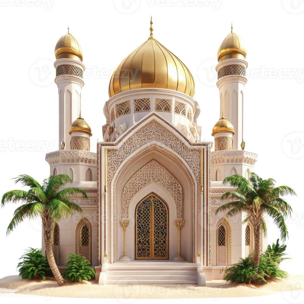 Elegant Golden Dome Mosque Architectural Design png