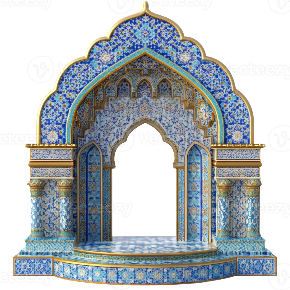Ornate Blue and Gold Architectural Archway Structure png