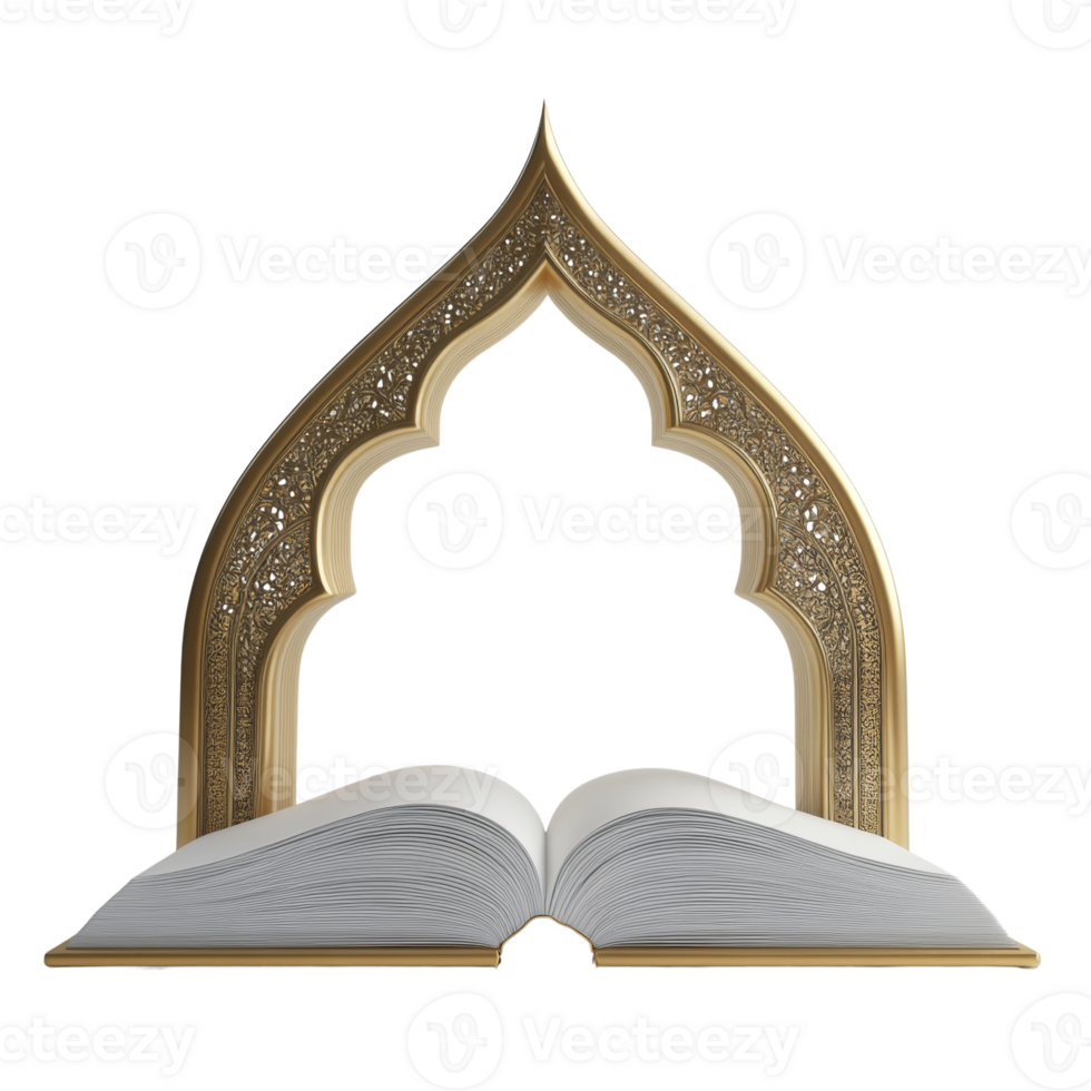Ornate Golden Archway Framing Open Holy Book png