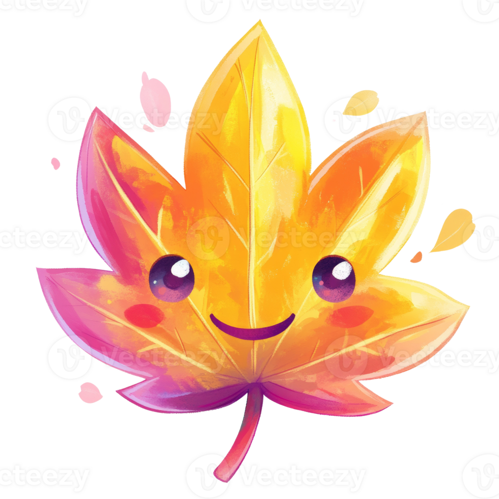 Happy Smiling Autumn Maple Leaf Character Illustration png