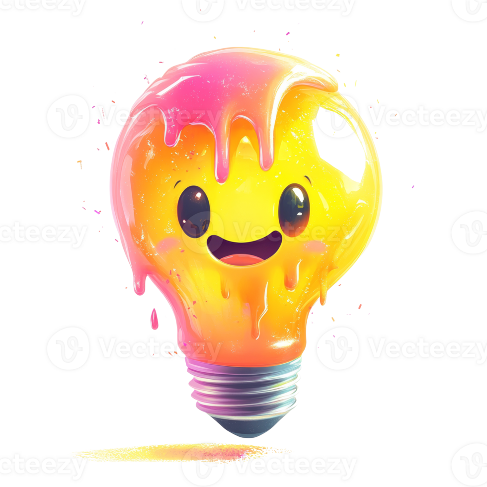 Happy Dripping Lightbulb Cartoon Character Design png