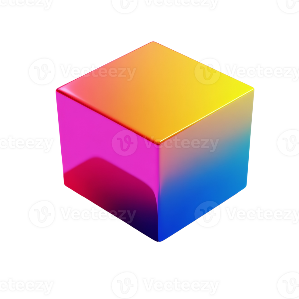 A vibrant colorful cube gradient design png