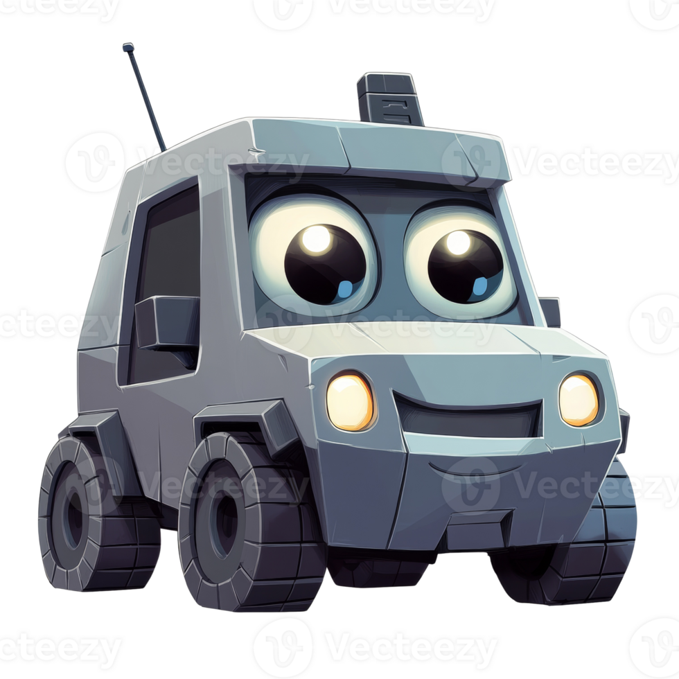 Adorable Cartoon Vehicle with Big Eyes and Antenna png