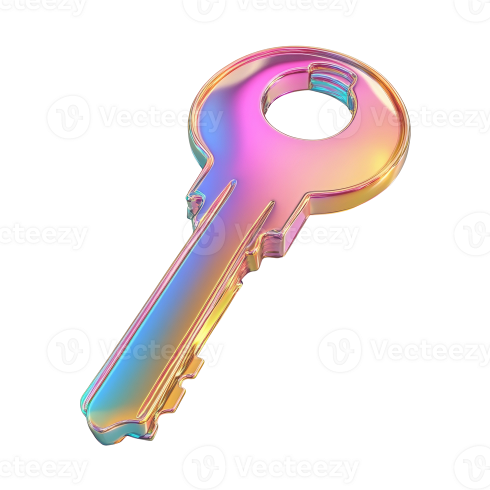 Iridescent Key Colorful Metal Object Design png