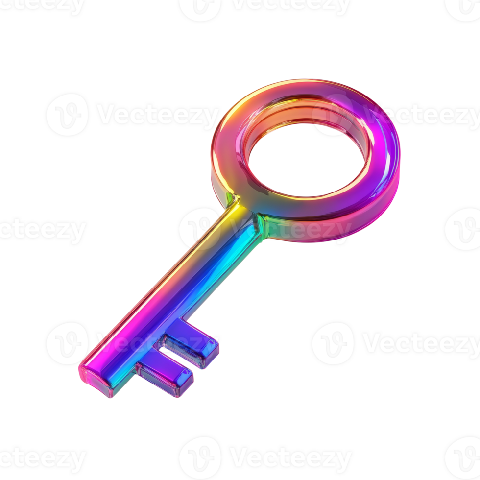 A Rainbow Colored Metallic Key Is Displayed png