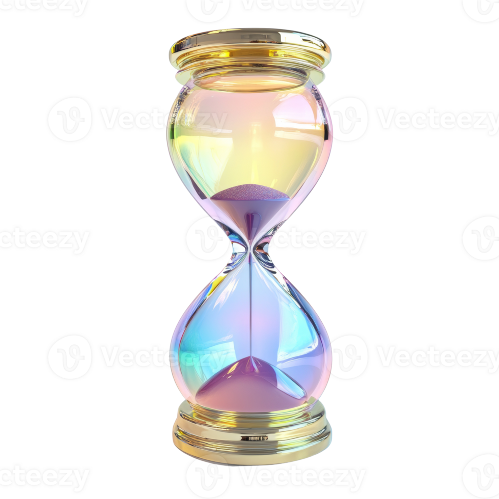 Iridescent Hourglass Sand Time Measurement Device png