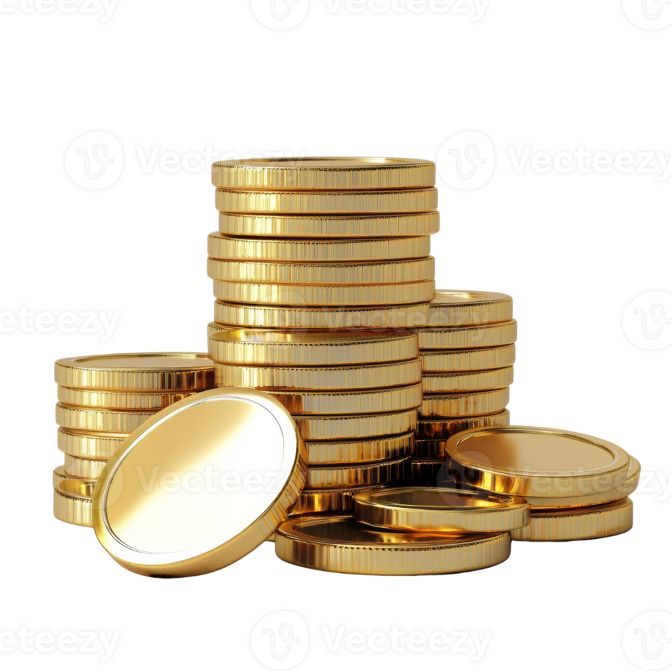 Stacks of gold coins representing wealth and prosperity png