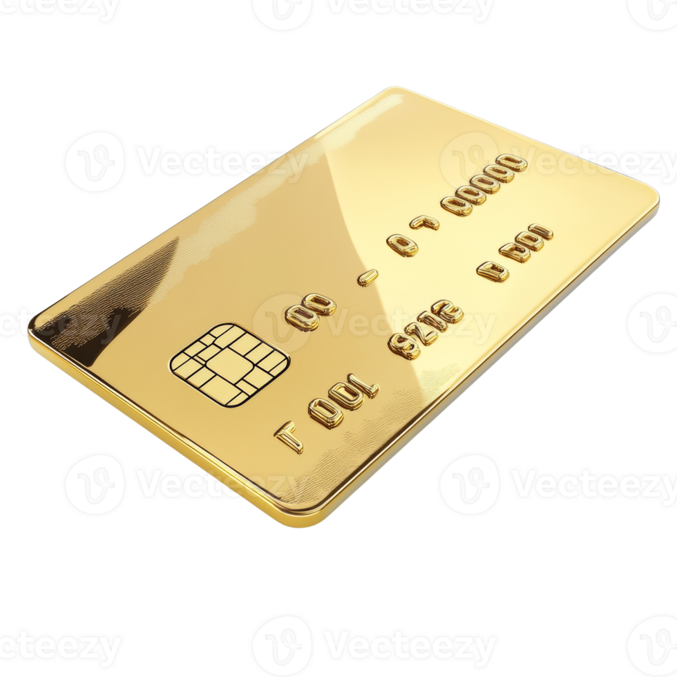 A Gold Credit Card Displays Numbers And A Chip png