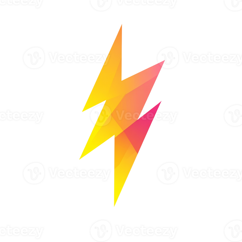 Abstract Low Poly Lightning Bolt Design png