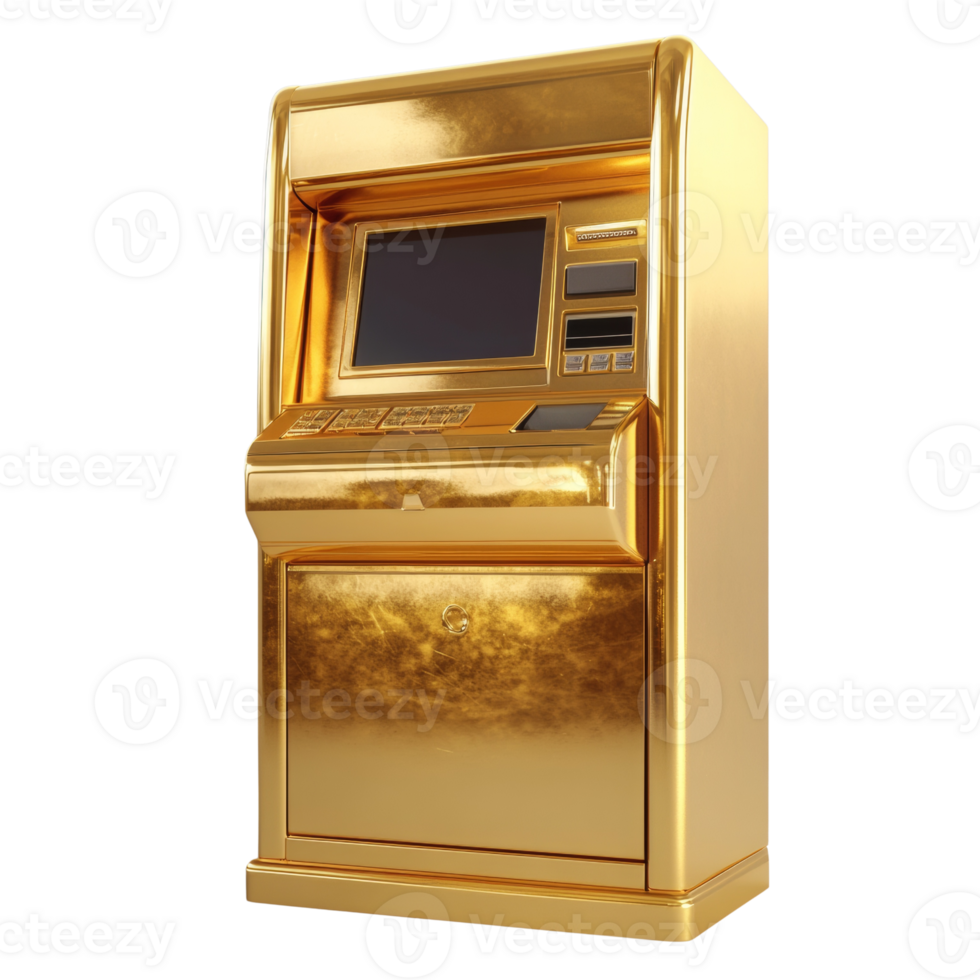 A Golden Automated Teller Machine Stands Isolated png