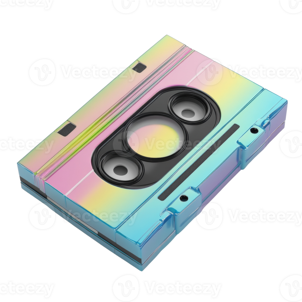 Iridescent Pastel Audio Cassette Tape Render png