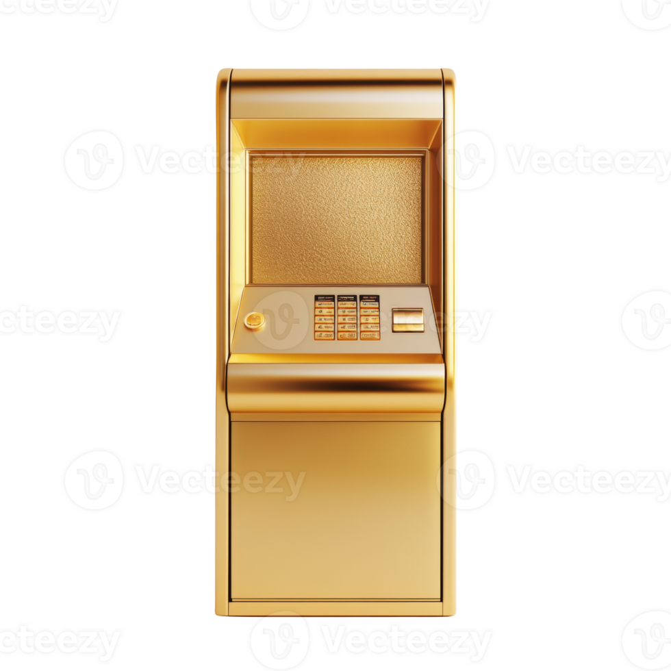 A Gold Plated Automated Teller Machine Stands cut out png