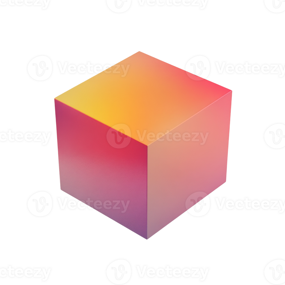 Gradient Colored Cube Three Dimensional Shape png