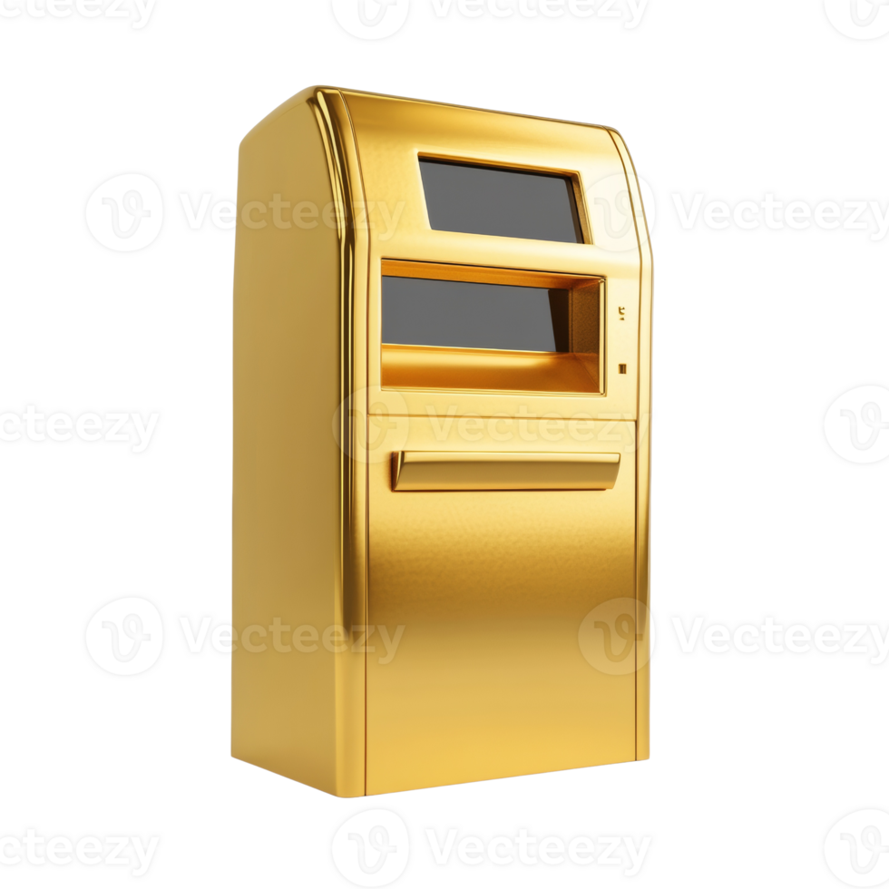 A Golden Automated Teller Machine Stands Isolated transparent png