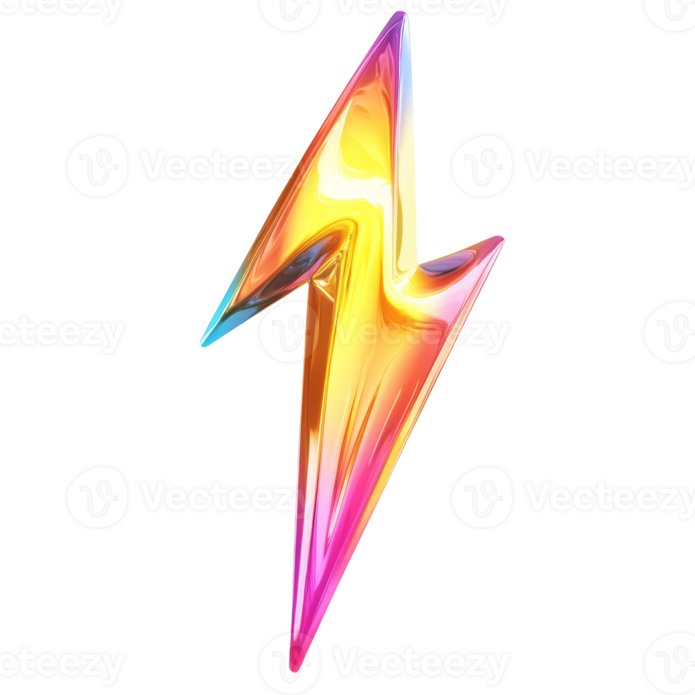 Iridescent Lightning Bolt Abstract Design Image png