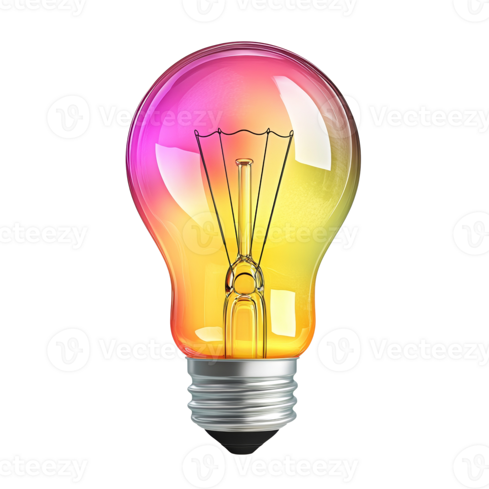 Colorful Illuminated Lightbulb Glowing Brightly png