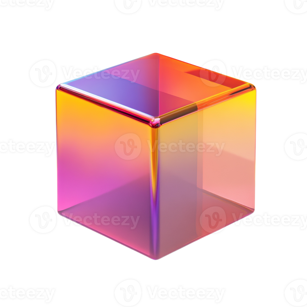 Iridescent Cube Gradient Color Display png