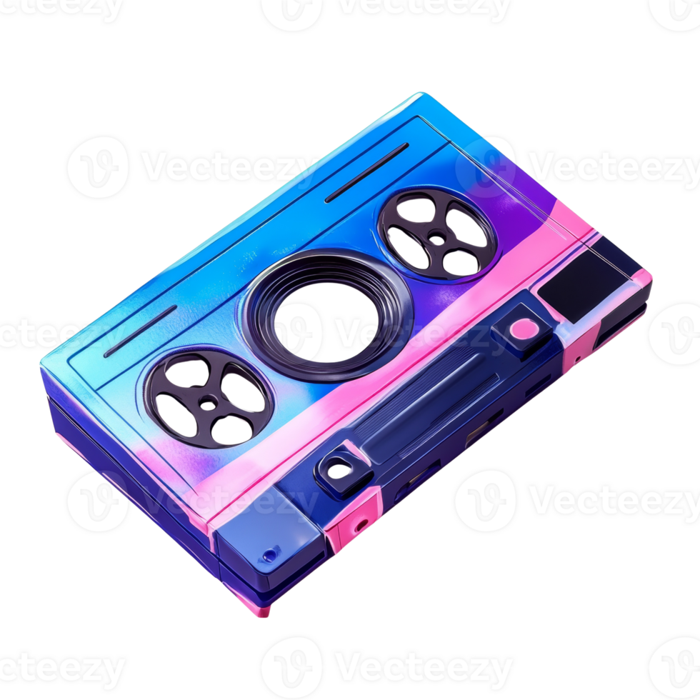 A vibrant colorful cassette tape design png