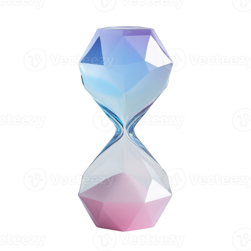 A multifaceted hourglass shows the passage of time png