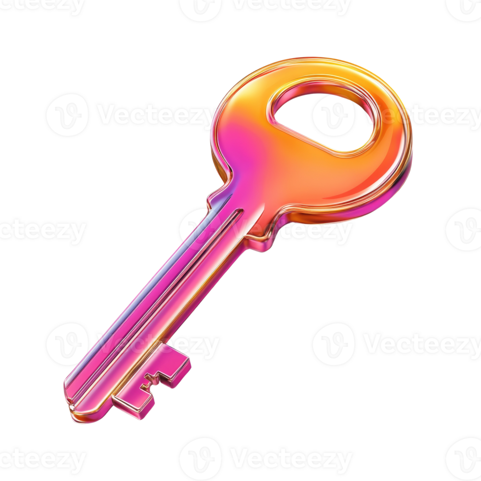 A Shiny Iridescent Pink and Orange Key png