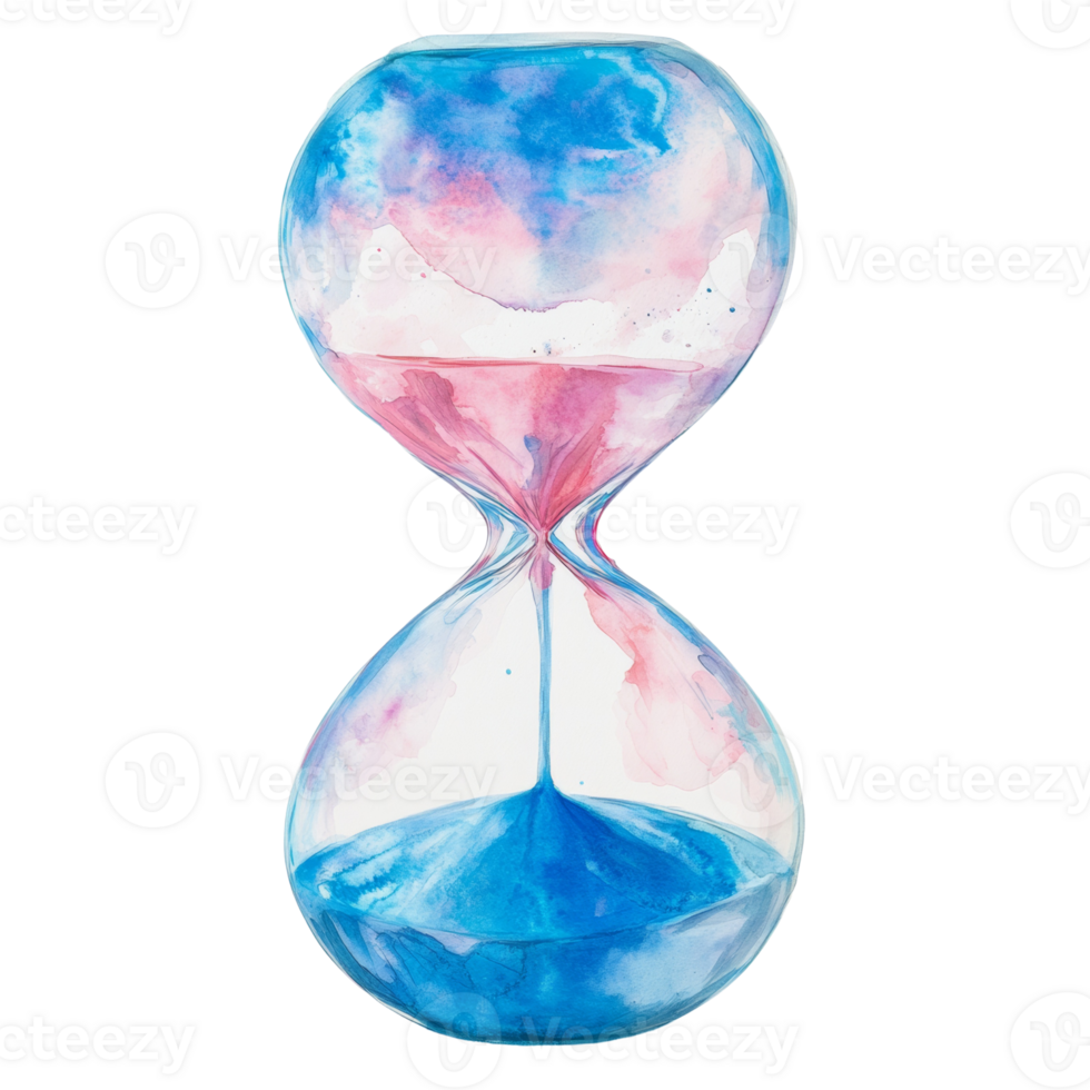 Watercolor Hourglass Depicting Time and Transition png