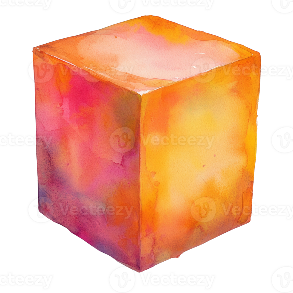 Abstract Watercolor Cube in Warm Hues png