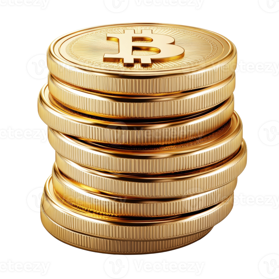 A Stack of Gold Bitcoin Cryptocurrency Coins png