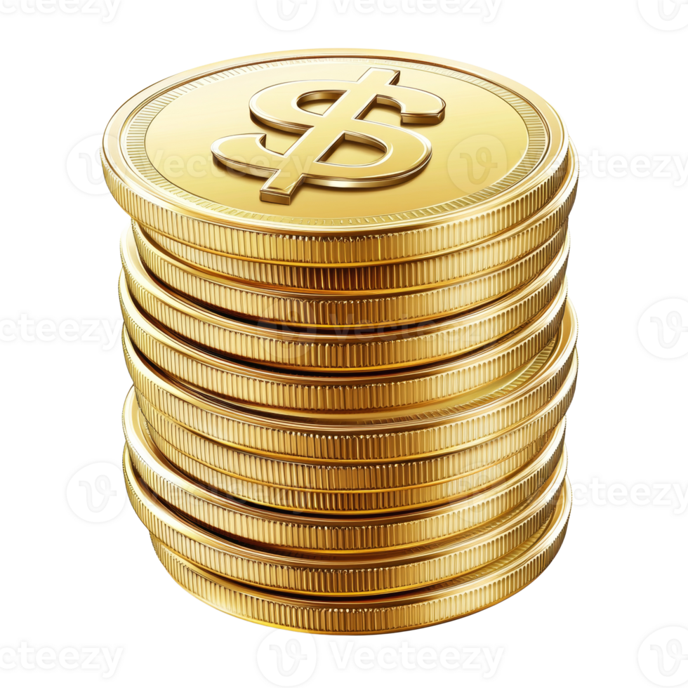 A Stack of Golden Coins Showing Dollar Sign png