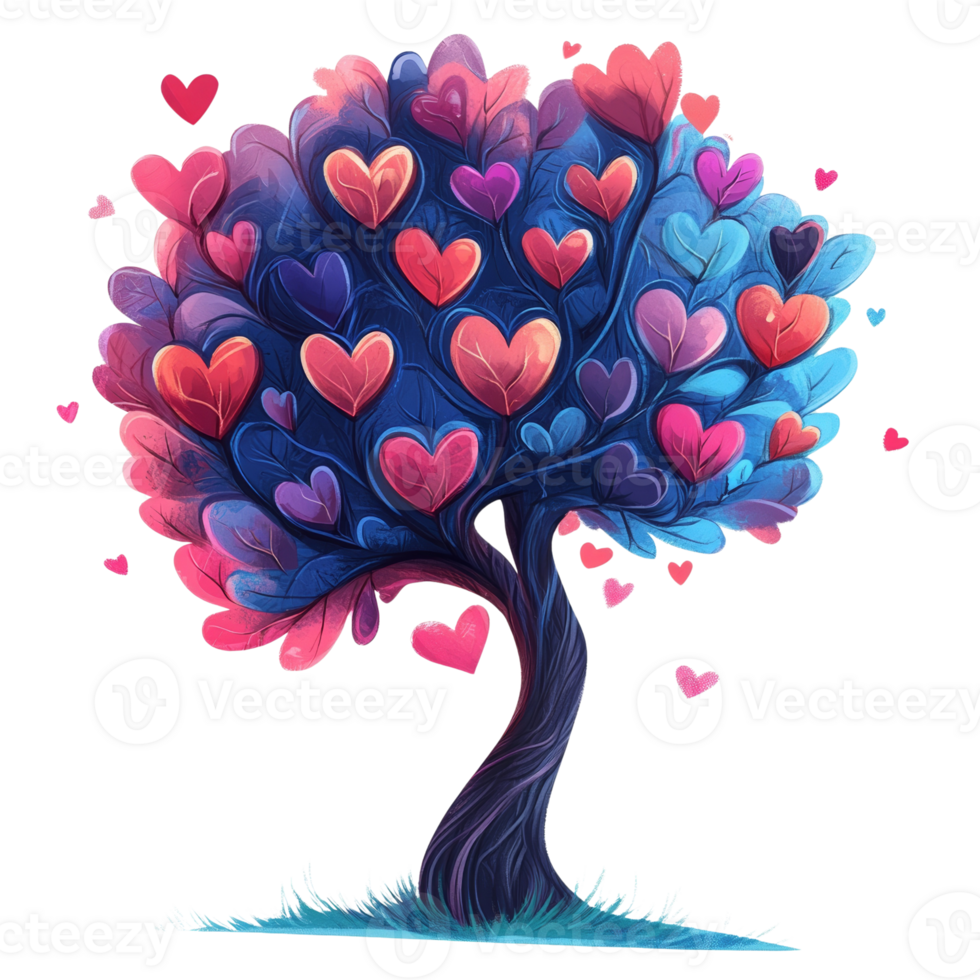 A Colorful Heart Shaped Tree Of Love png