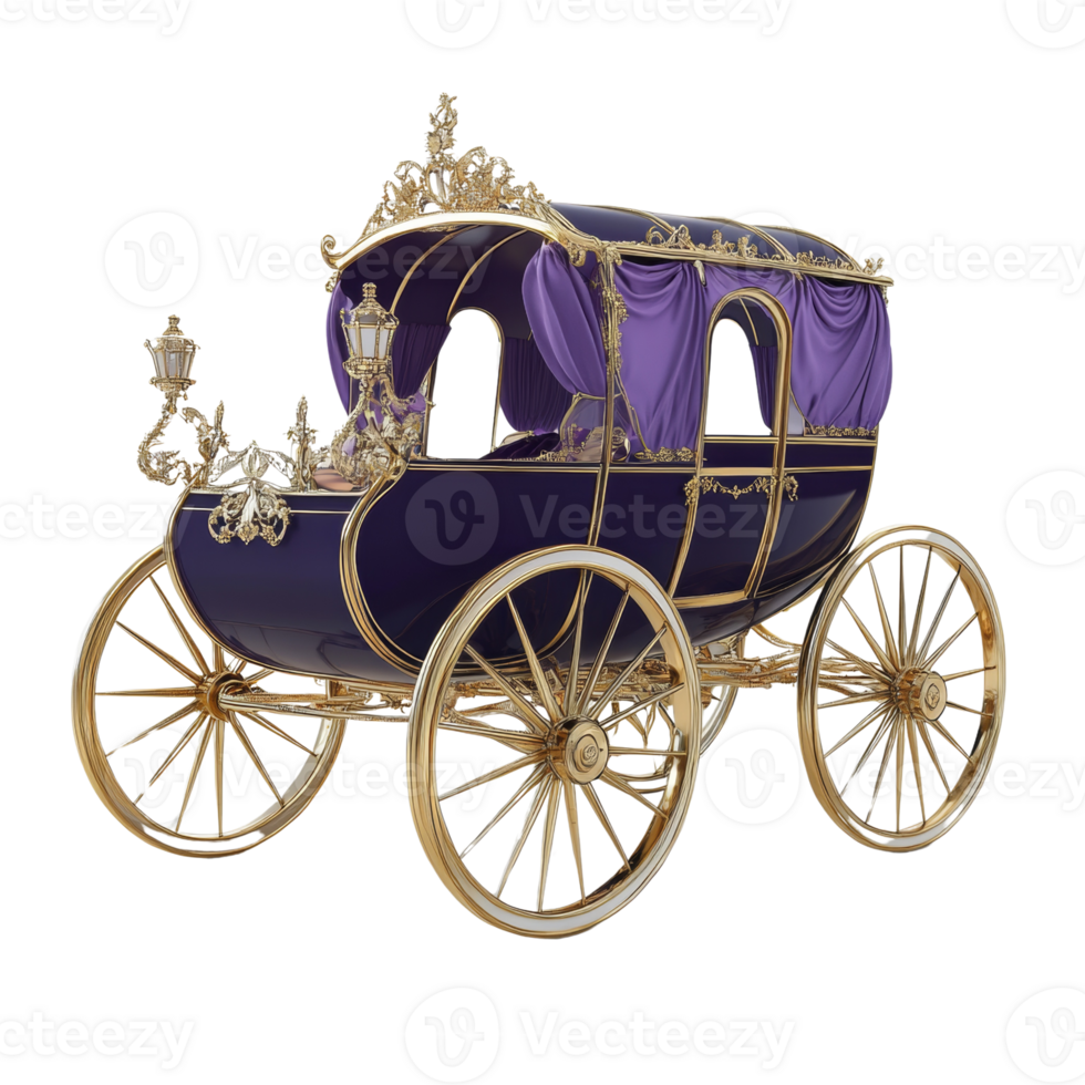 Elegant Gold and Purple Royal Carriage Design png