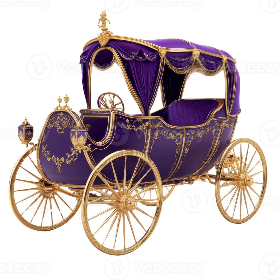 Elegant Purple and Gold Royal Carriage Design png