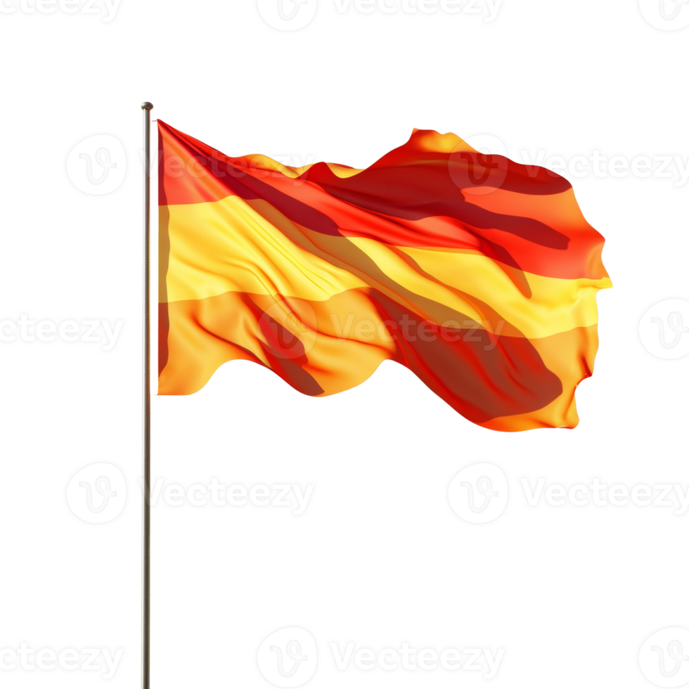 A flag with horizontal red and yellow stripes waves in the wind png