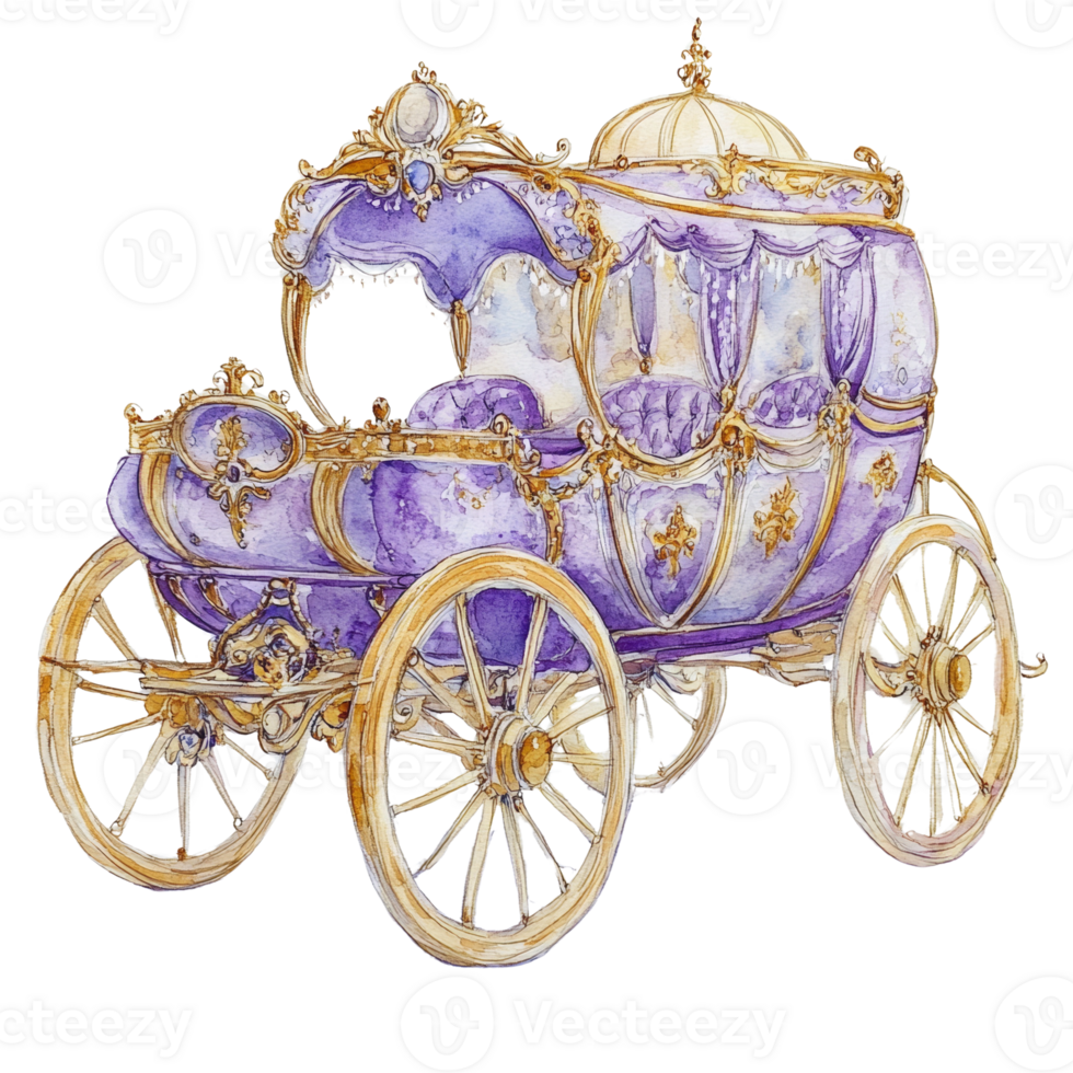 Elegant Purple And Gold Royal Carriage Illustration png