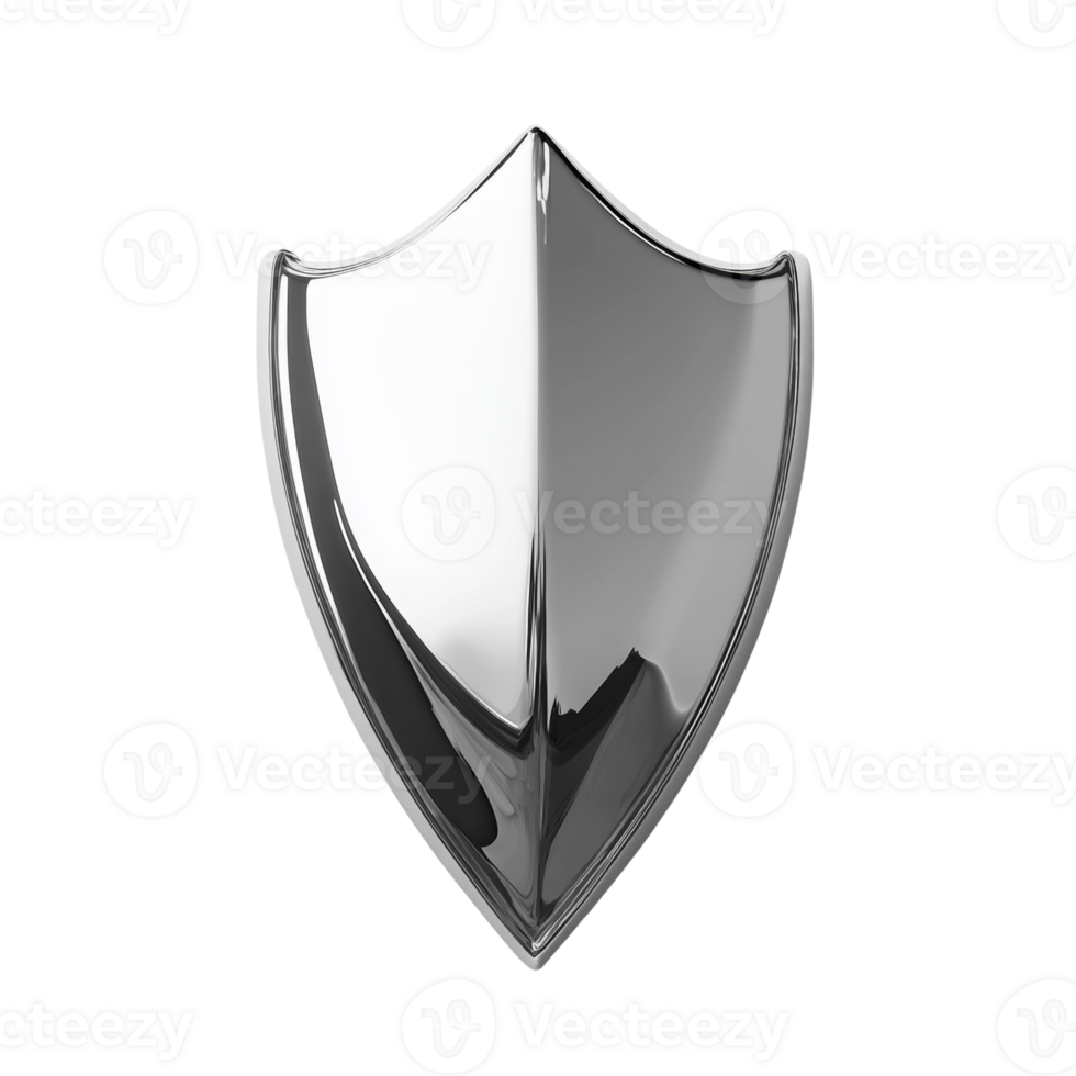 A Shiny Chrome Shield Reflecting Light png