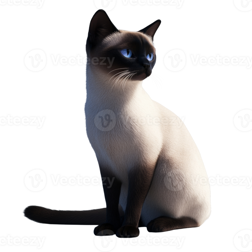 A Siamese Cat Sits Elegantly Against Black Background png