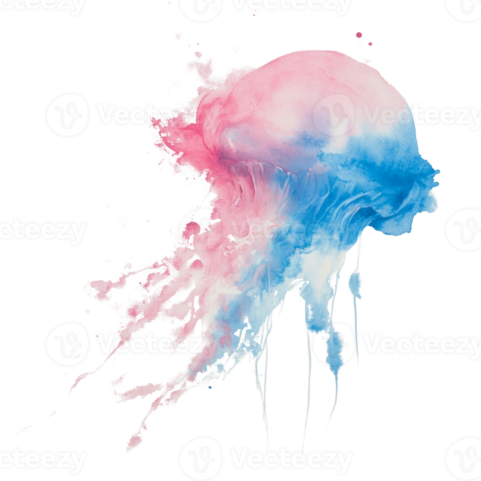 Abstract Watercolor Painting of a Jellyfish png