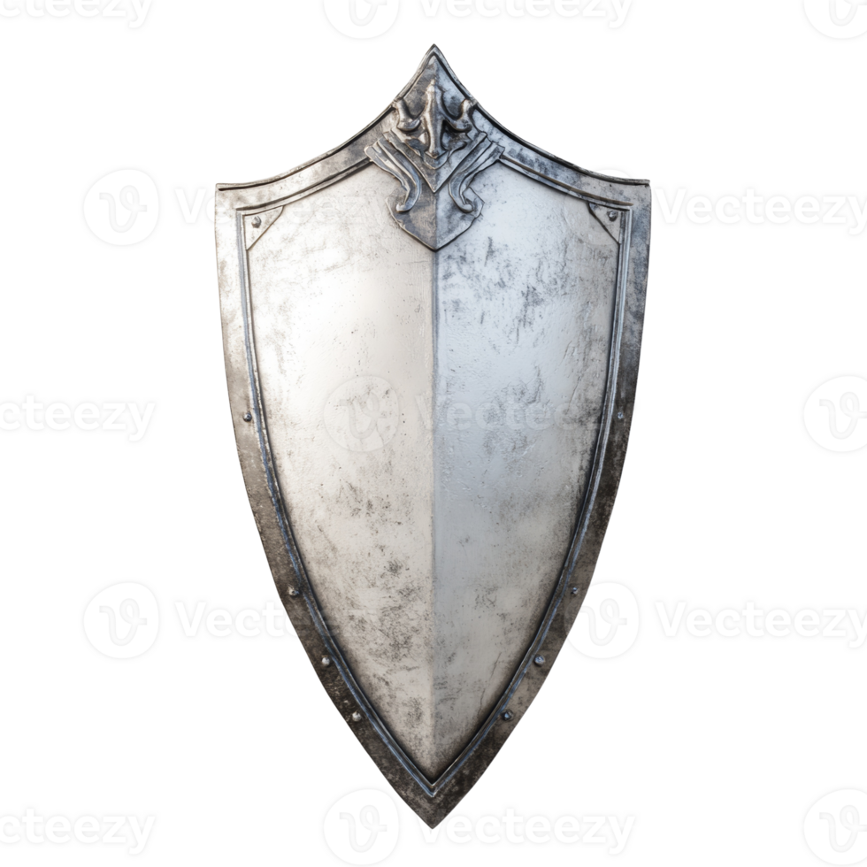 A weathered medieval knights metal shield png