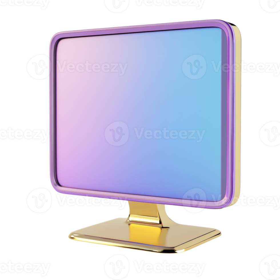 Modern Gold and Purple Gradient Computer Monitor png