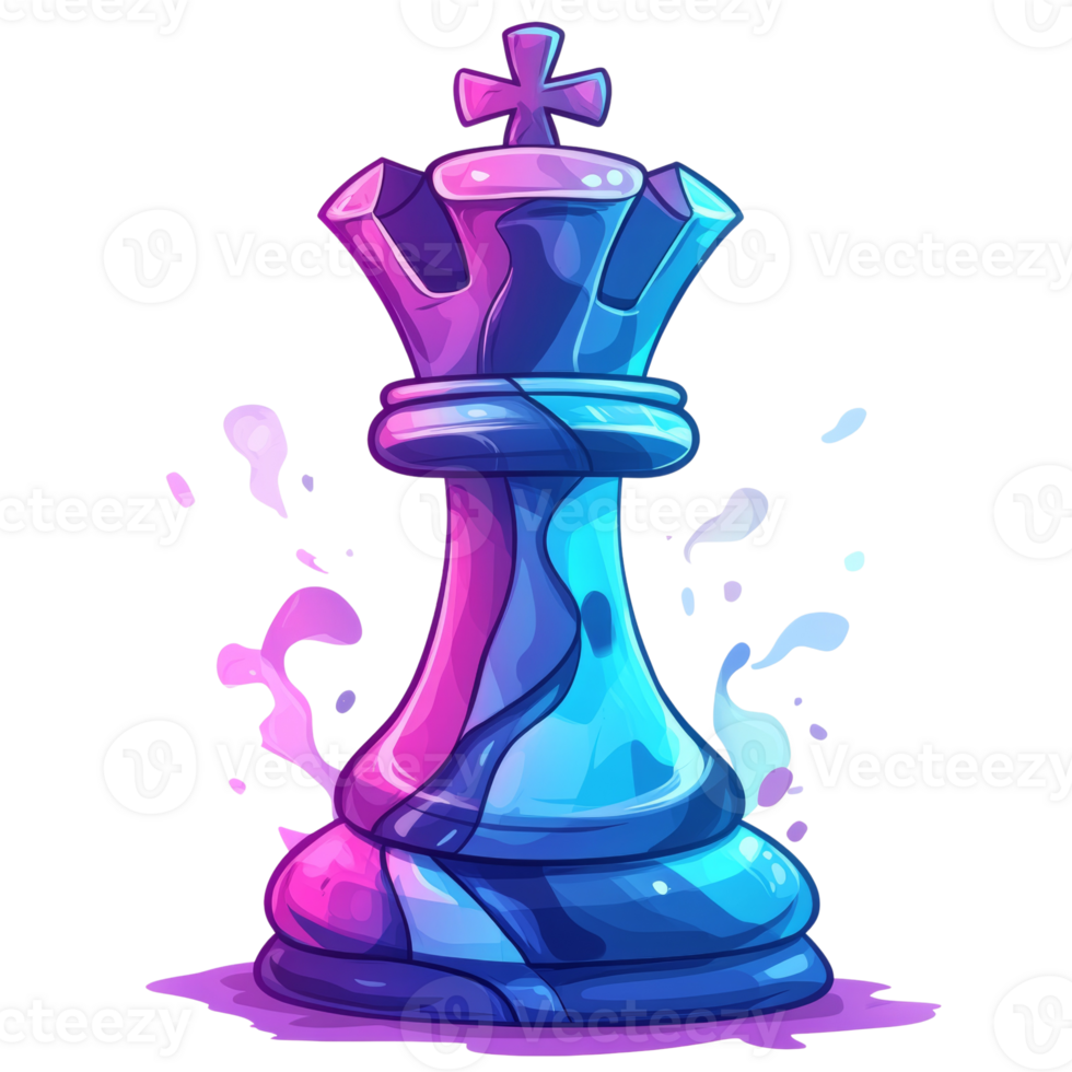 Neon Blue and Purple Chess Queen Piece png