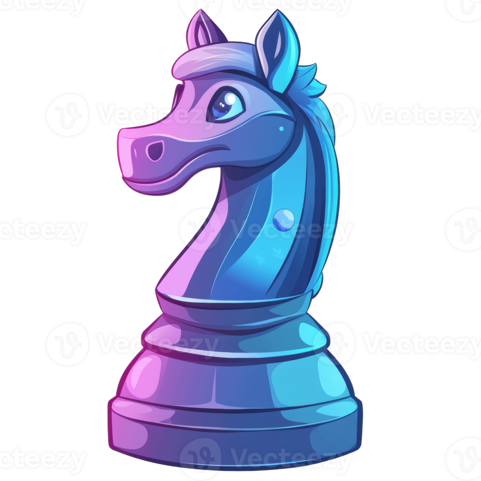 Neon Gradient Chess Knight Horse Piece Design png