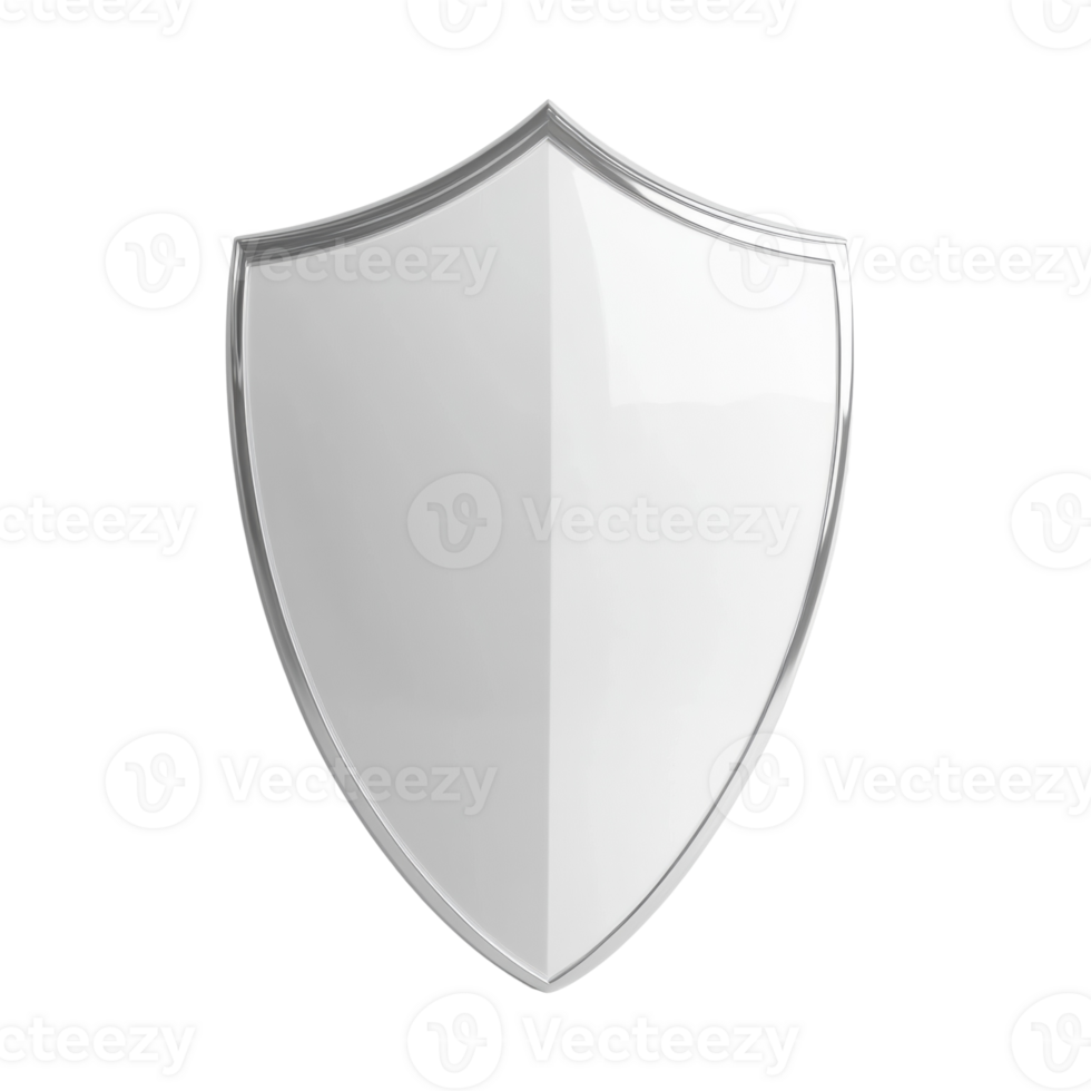 A white shield with a silver metallic border png