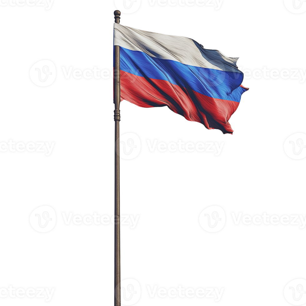 Russian Flag Waving on a Tall Pole png