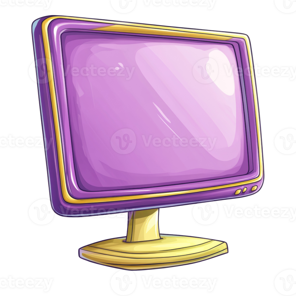 Cartoon Purple Computer Monitor Display Screen png