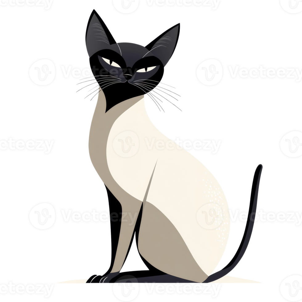 Elegant Siamese Cat Sitting Gracefully png