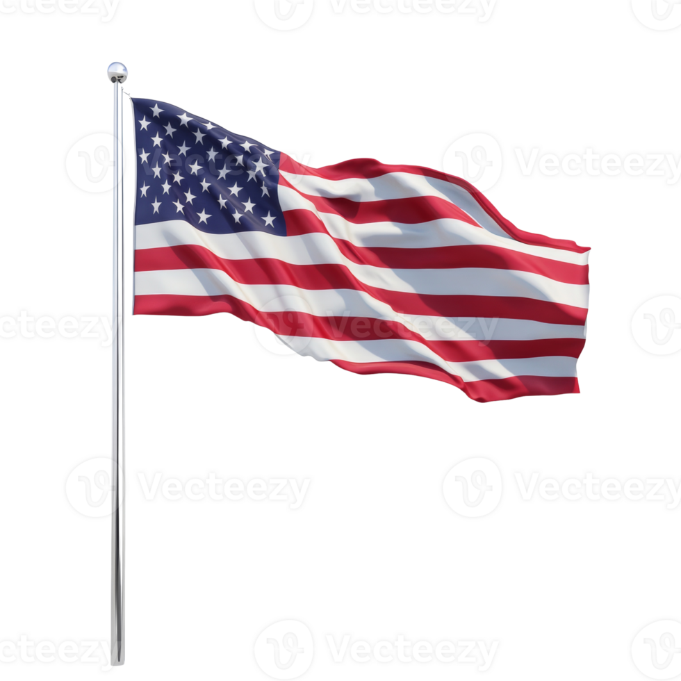 An American flag waves proudly on a flagpole png