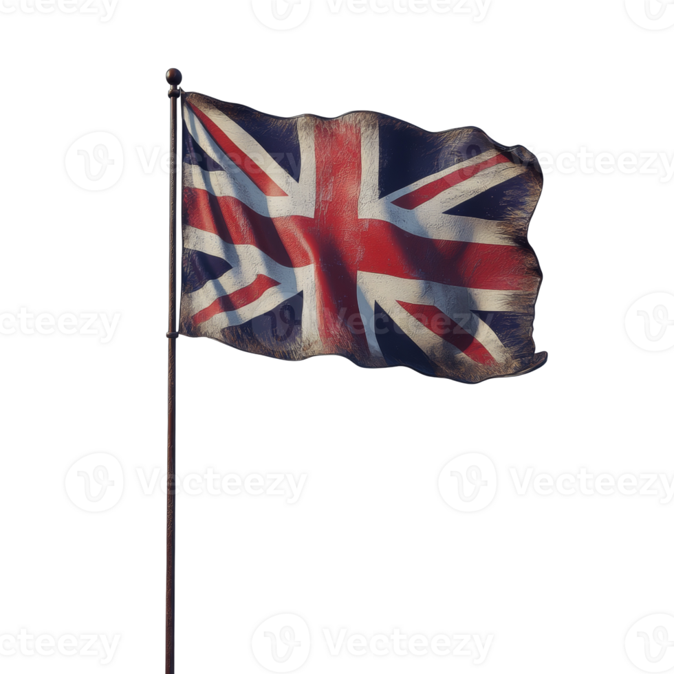 A weathered British flag waves on a pole png